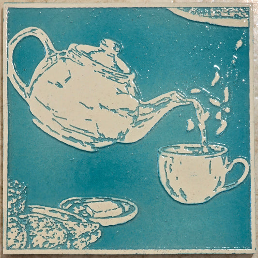 Teapot (1) Pouring Right #1 - Turquoise Blue